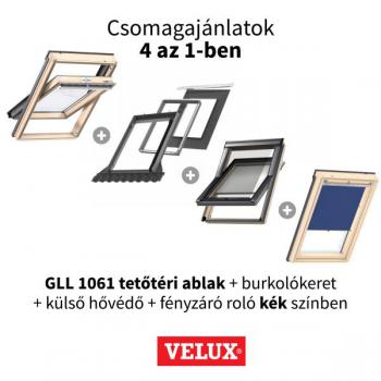 Csomagajánlat VELUX GLL 1061 94x14 cm, 3-rétegű üvegezésű fa tetőtéri ablak + hőszigetelt burkolókeret + külső és belső árnyé